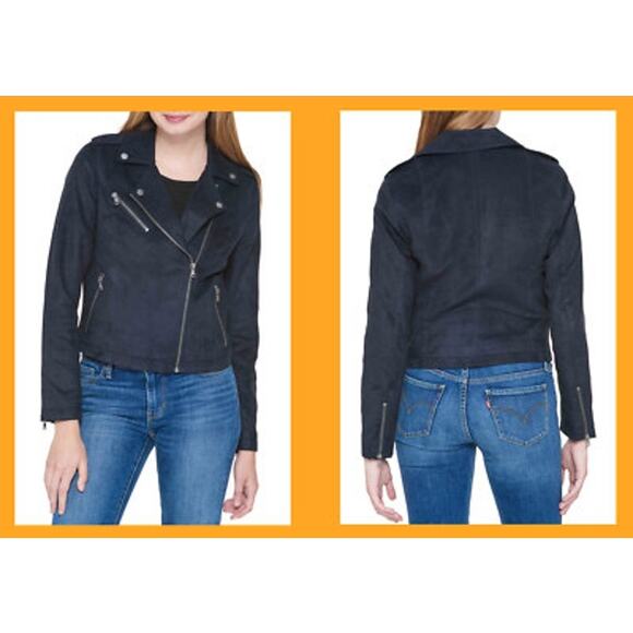 Levi's Strauss & Co. Faux Suede Belted Moto Jacket Black - Size 2X - Picture 1 of 9